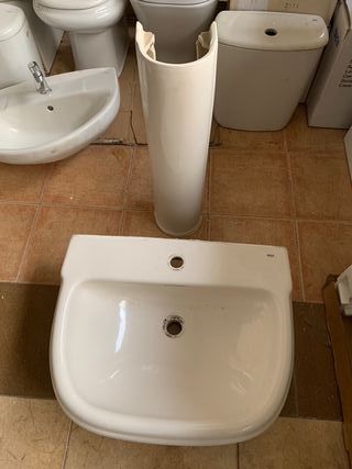 LAVABO CON PEDESTAL ROCA DAMA RETRO COLOR PERGAMON