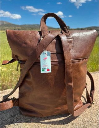 Mochila Piel Italiana Marrón