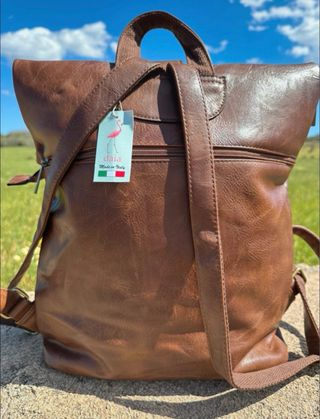 Mochila Piel Italiana Marrón