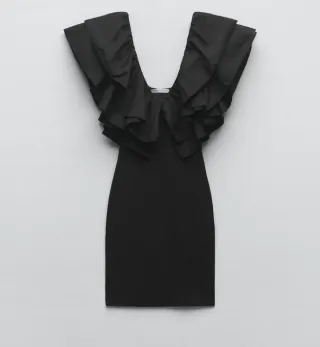 Vestido negro corto volantes talla L