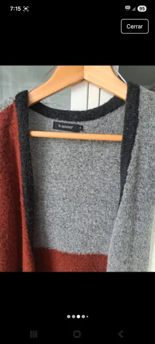 Chaqueta punto bloques color gris y naranja