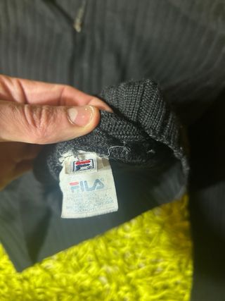 Maglione Fila Nero Half-Zip Lana Acrilico Vintage