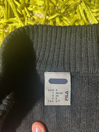 Maglione Fila Nero Half-Zip Lana Acrilico Vintage
