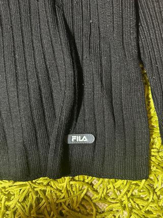 Maglione Fila Nero Half-Zip Lana Acrilico Vintage
