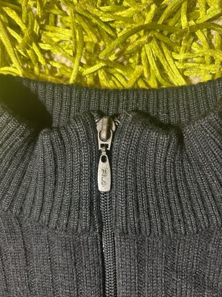 Maglione Fila Nero Half-Zip Lana Acrilico Vintage