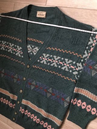 Vintage Maglione cardigan pesante tgl verde scuro