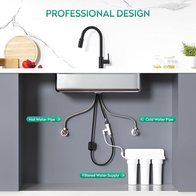 Torneira CREA cozinha 3 vias Aço Inox. Preto Fosco