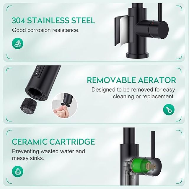 Torneira CREA cozinha 3 vias Aço Inox. Preto Fosco