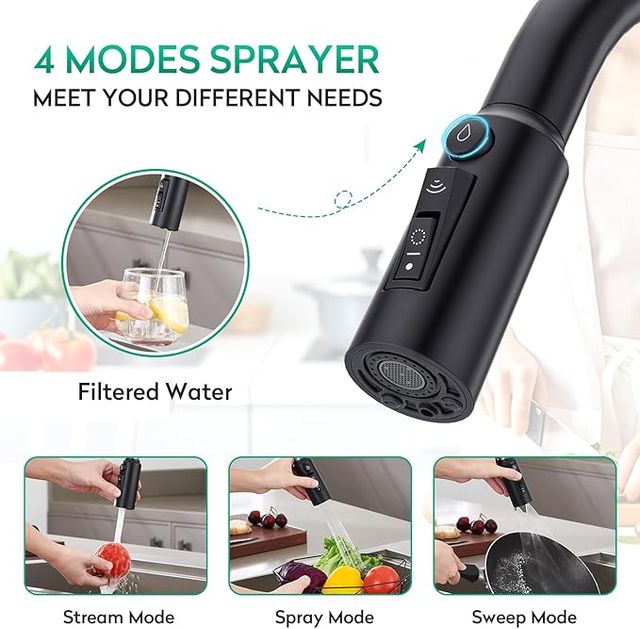 Torneira CREA cozinha 3 vias Aço Inox. Preto Fosco