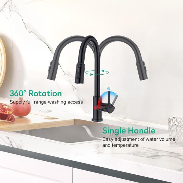 CREA Grifo cocina 3 vías Acero Inox. Negro Mate