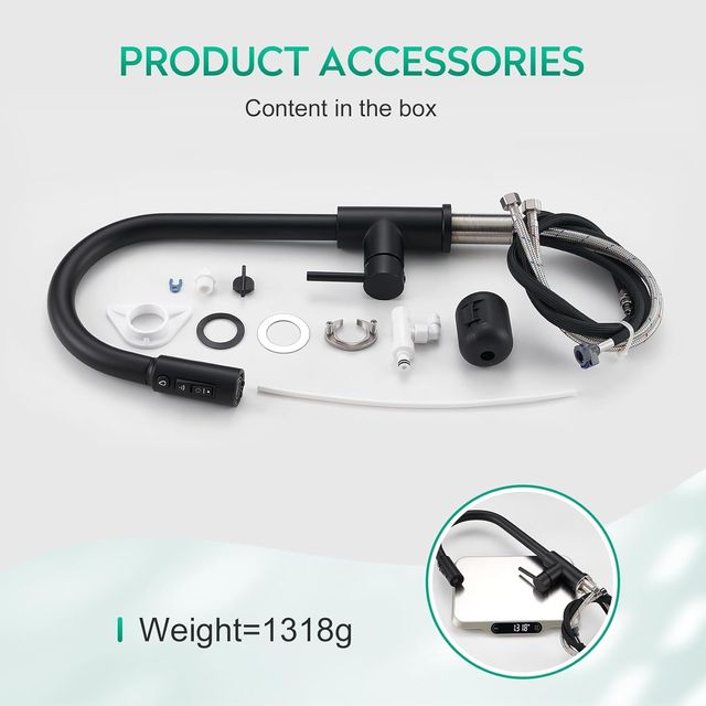 CREA Grifo cocina 3 vías Acero Inox. Negro Mate