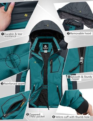 GEMYSE Chaqueta de esquí impermeable para mujer, resistente al viento, chaqueta de invierno