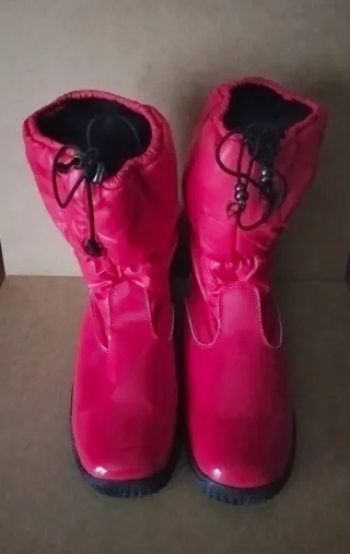 Botas de Agua/Frío Rojas Forradas de Pelo Negro