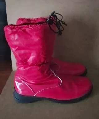 Botas de Agua/Frío Rojas Forradas de Pelo Negro