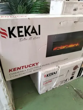 Chimenea Eléctrica con efecto llama de 2000 W Kekai Kentucky 128x26x61 cm