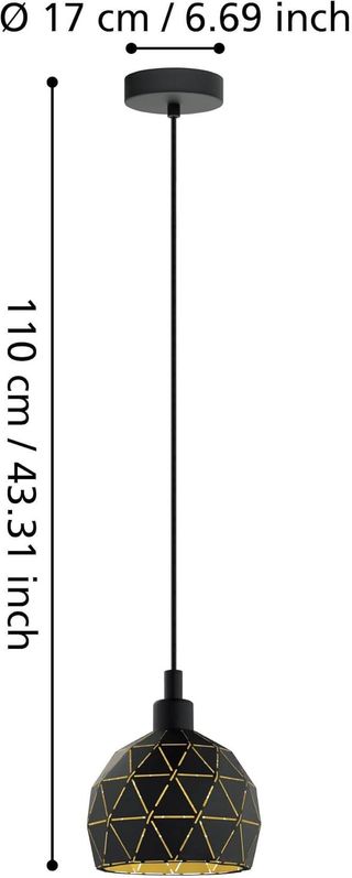 Lampada a sospensione Eglo Roccaforte - Nero e dorato