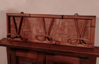 Appendiabiti vintage in rattan e bambù