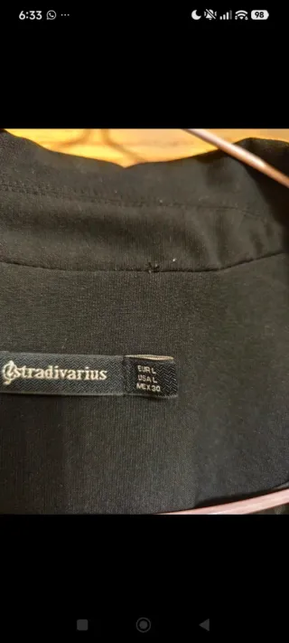 Chaleco blazer Stradivarius negro talla L