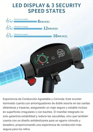 Patinete Eléctrico Infantil azul y rosa