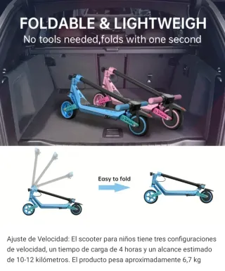 Patinete Eléctrico Infantil azul y rosa