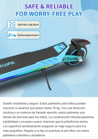 Patinete Eléctrico Infantil azul y rosa