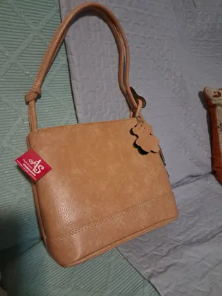Bolso de mano señora beige y marrón