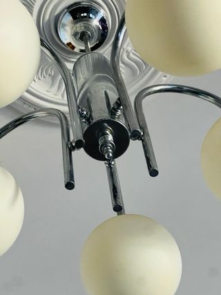 Lampada da Soffitto Vintage Globo in Cristallo e Metallo