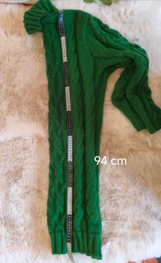 Vestido punto verde cuello alto talla XL