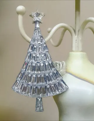 Spilla Albero di Natale Cristallo Argento