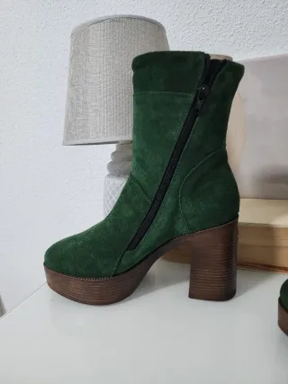 Botines verdes de tacón y plataforma Tallas 38,41