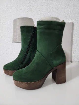Botines verdes de tacón y plataforma Tallas 38,41