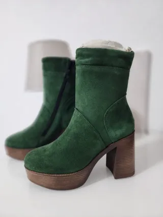 Botines verdes de tacón y plataforma Tallas 38,41