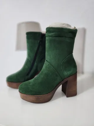 Botines verdes de tacón y plataforma Tallas 38,41