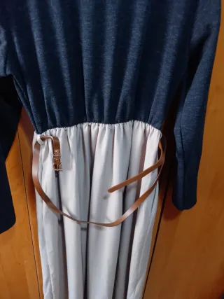 Vestido largo mujer gris y marrón