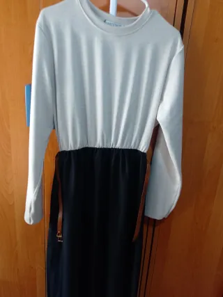 Vestido largo mujer gris y marrón