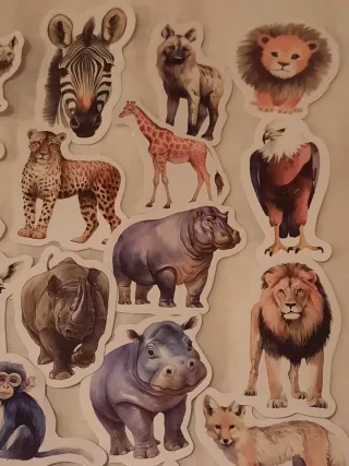 25 Autocolantes Animados Animais Selvagens Africa