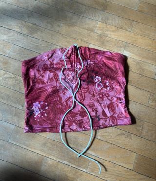 Top halter vintage estampado floral años 2000 y2k