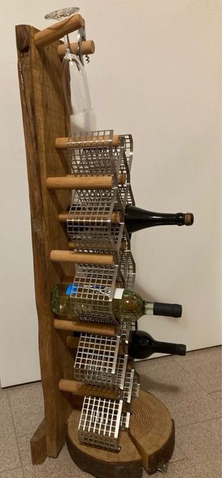 Portabottiglie artigianale legno e metallo
