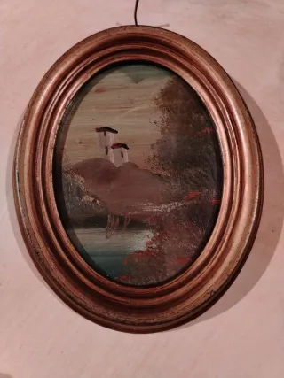 Coppia Quadretti Ovali Vintage