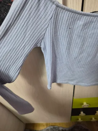 Top Hombros Descubiertos Azul Talla Única