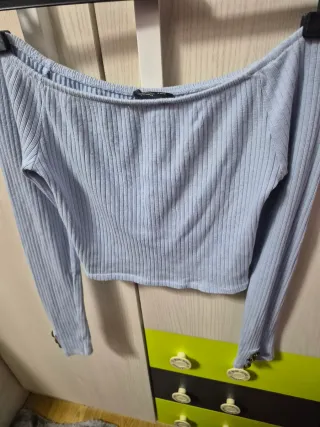 Top Hombros Descubiertos Azul Talla Única