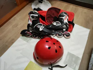 Casco y bolsa patines niño