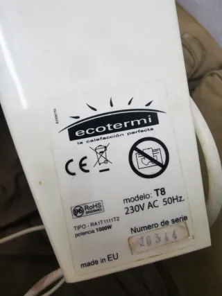 Radiador Eléctrico Bajo Consumo 1000W