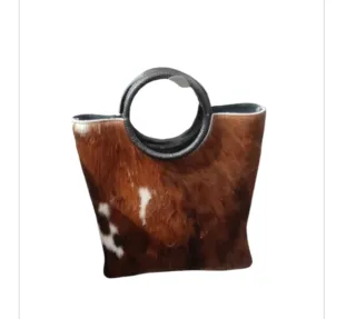 Bolso Piel Alta Calidad Marrón y Blanco