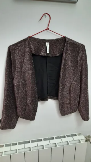 Torera brillante negra y rosa