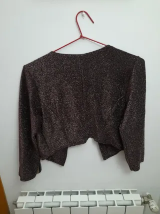 Torera brillante negra y rosa