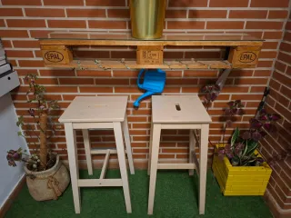 Mobiliario Terraza Palets Azul y Amarillo