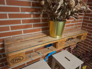 Mobiliario Terraza Palets Azul y Amarillo