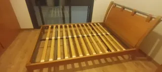 Cama Matrimonio Madera y cuero