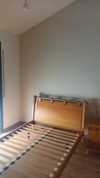 Cama Matrimonio Madera y cuero